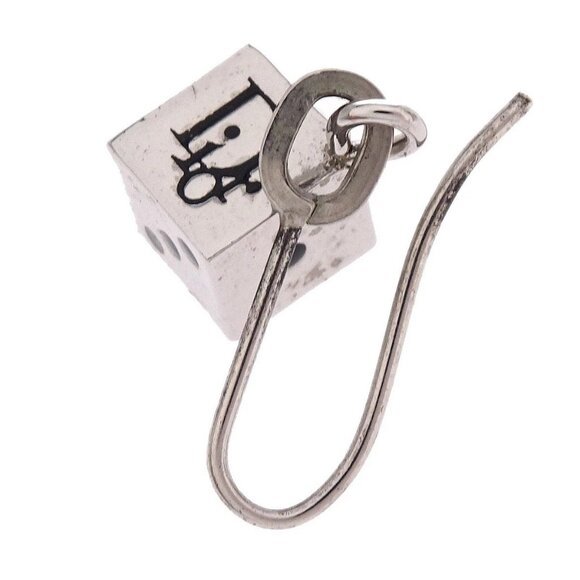 Christian Dior 2set Necklace Piercing Earrings Dice Silver 144870 - Picture 6 of 6